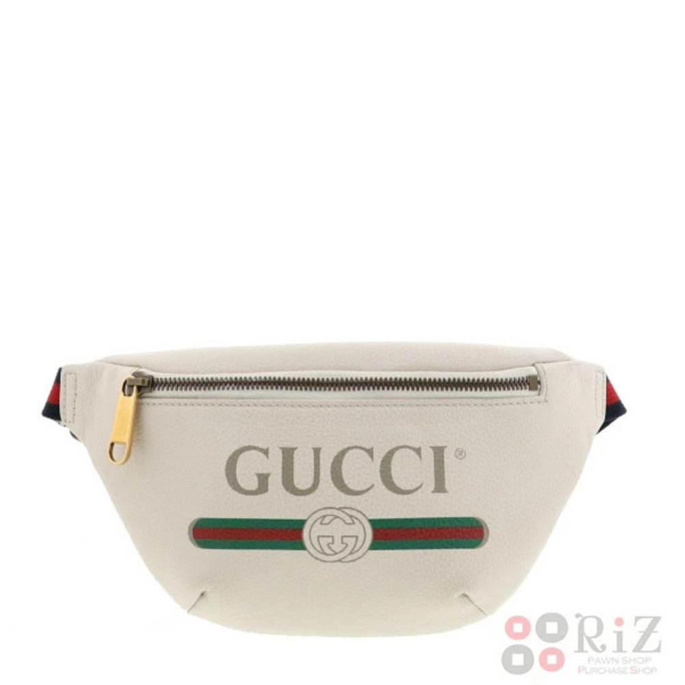 GUCCI Logo Belt Bag Waist Body Bum Crossbody Belt Sherry White A